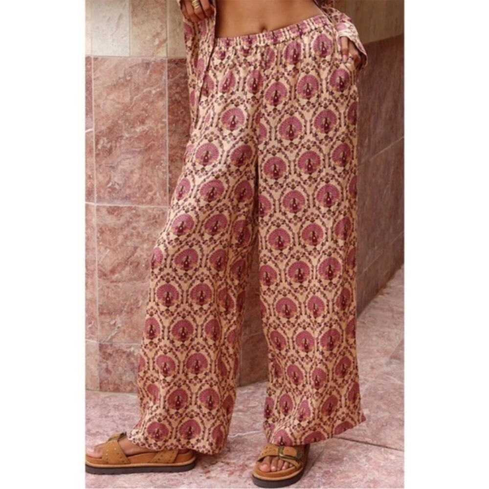 Spell Multicolor Château 100% Linen Wide-Leg Pant In Grape